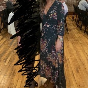 Lulu’s hi-lo green floral wrap dress